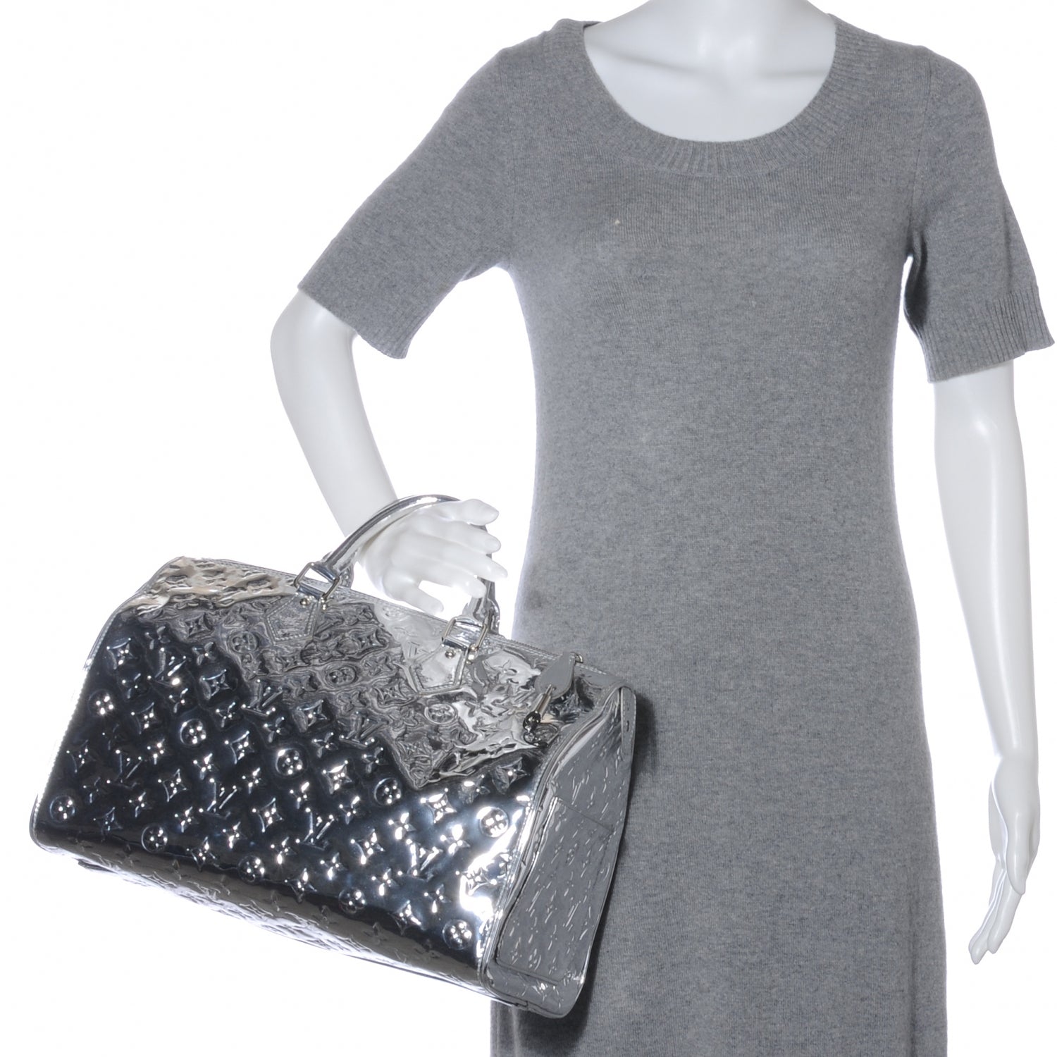 Louis Vuitton Monogram Miroir Speedy 35 Silver 2 of 7