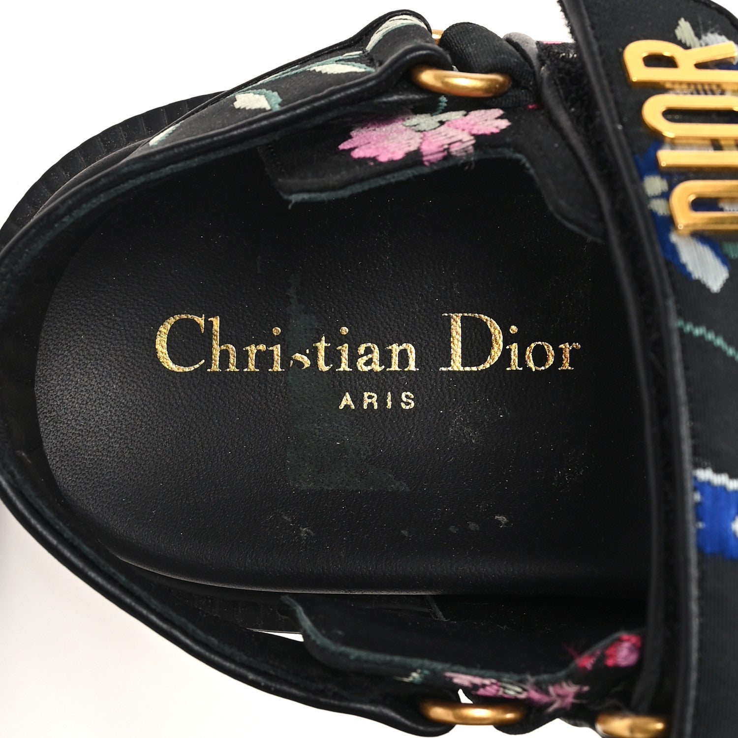 Christian Dior Technical Fabric Petites Fleurs Print Dioract Sandals 36.5 Black Multicolor 8 of 9