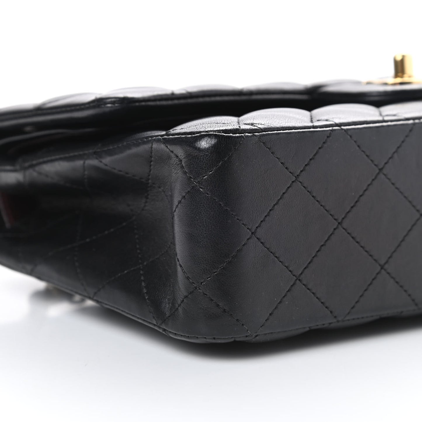Lambskin Quilted Medium Double Flap Black