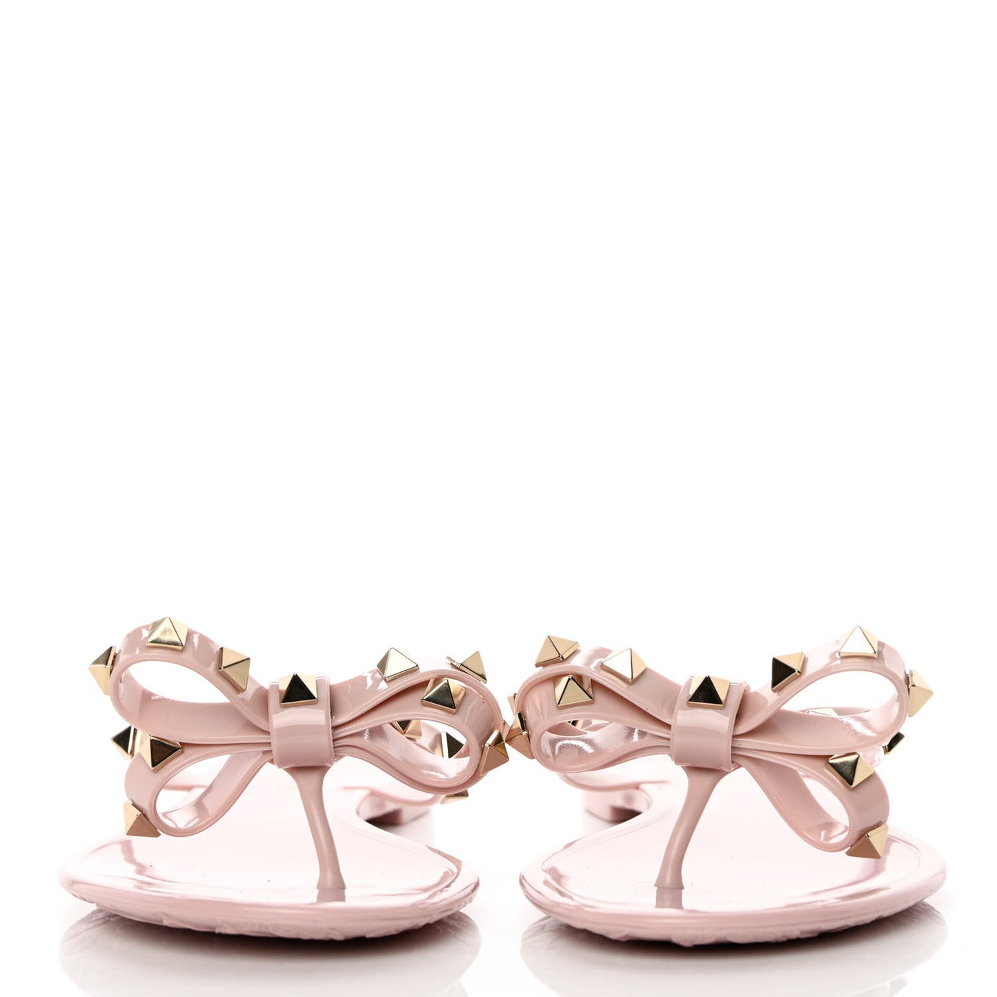 PVC Jelly Rockstud Bow Thong Sandals 37 Water Rose