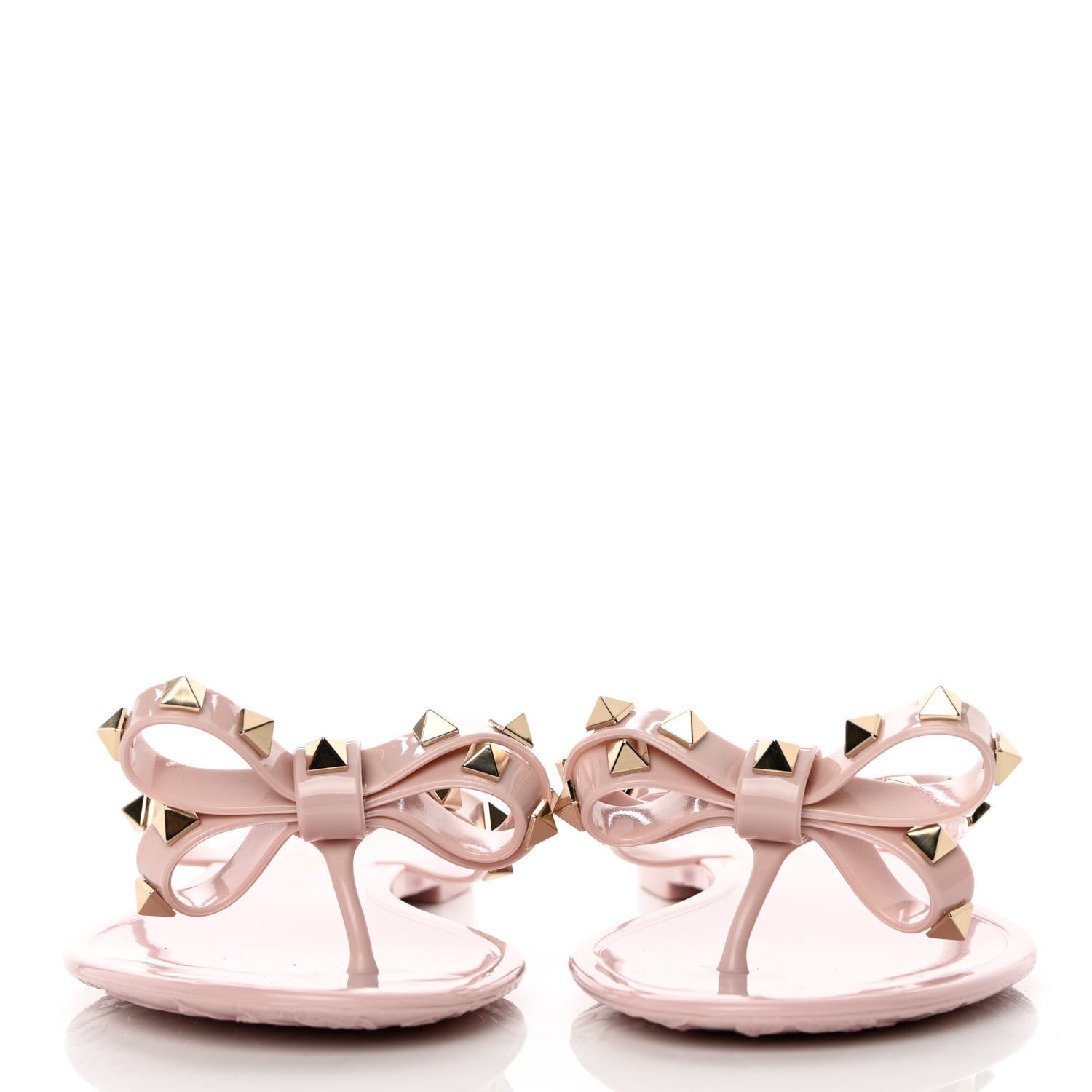 Valentino Garavani PVC Jelly Rockstud Bow Thong Sandals 37 Water Rose 4 of 16