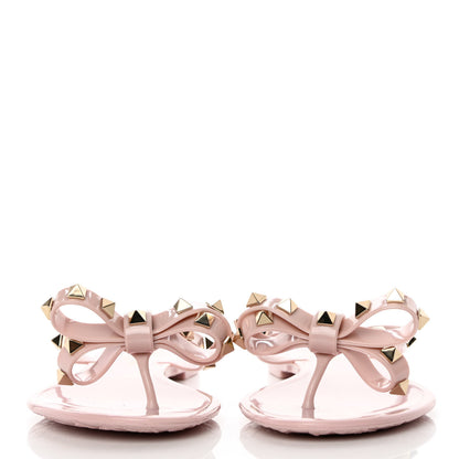 Valentino Garavani PVC Jelly Rockstud Bow Thong Sandals 37 Water Rose 4 of 16