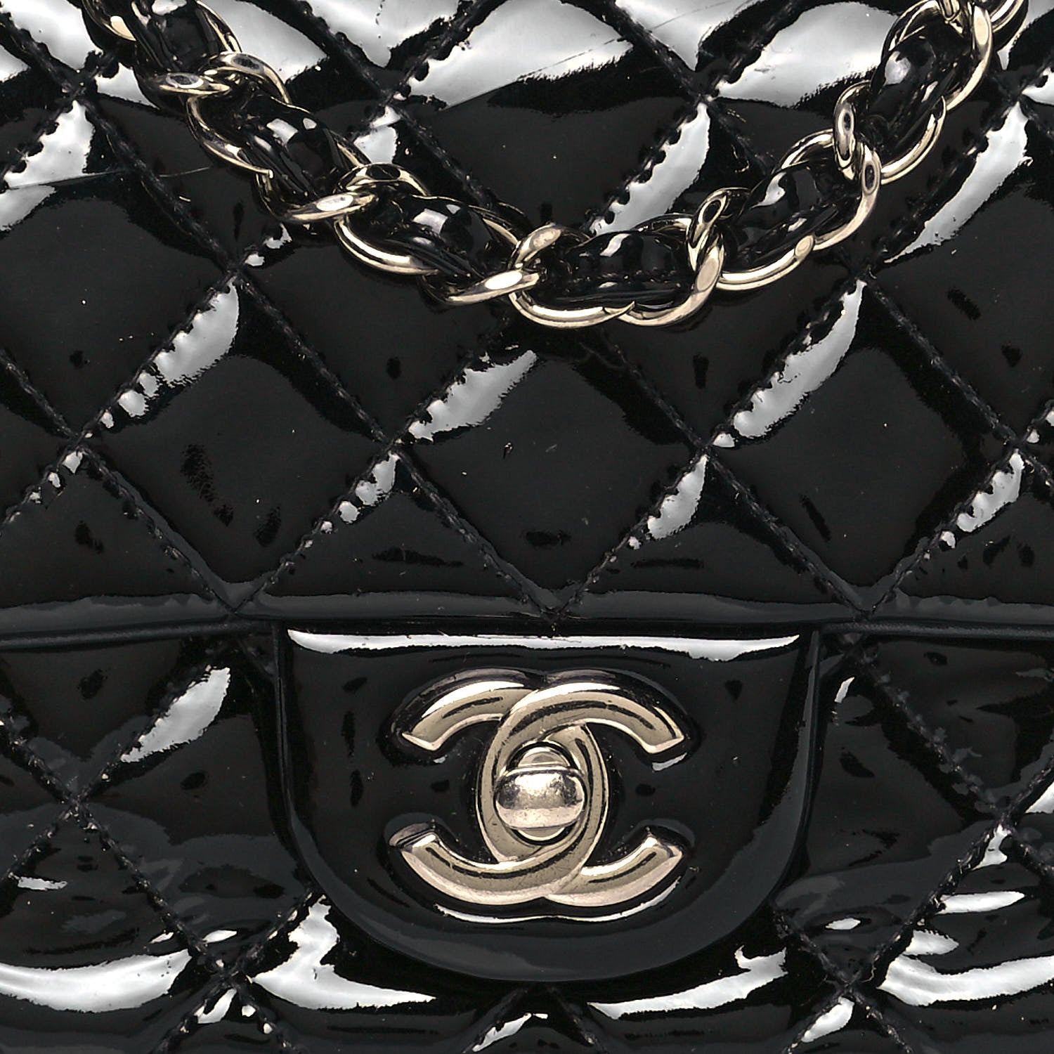 Chanel Patent Calfskin Quilted Mini Rectangular Flap Black 6 of 13