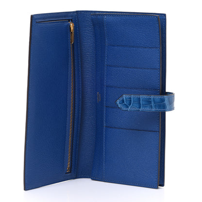 Hermes Shiny Alligator Bearn Wallet Mykonos 5 of 8