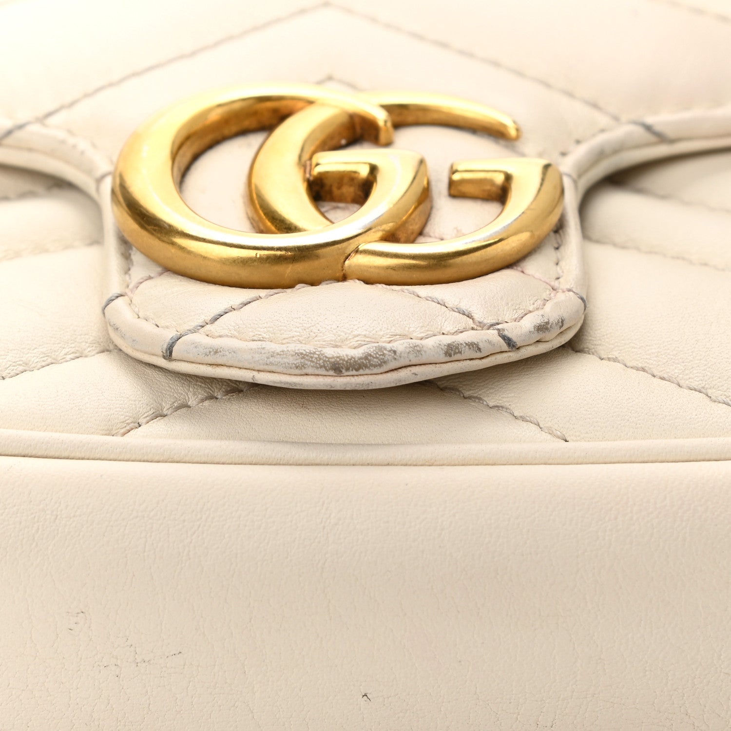 Gucci Calfskin Matelasse Super Mini GG Marmont Shoulder Bag White 11 of 17