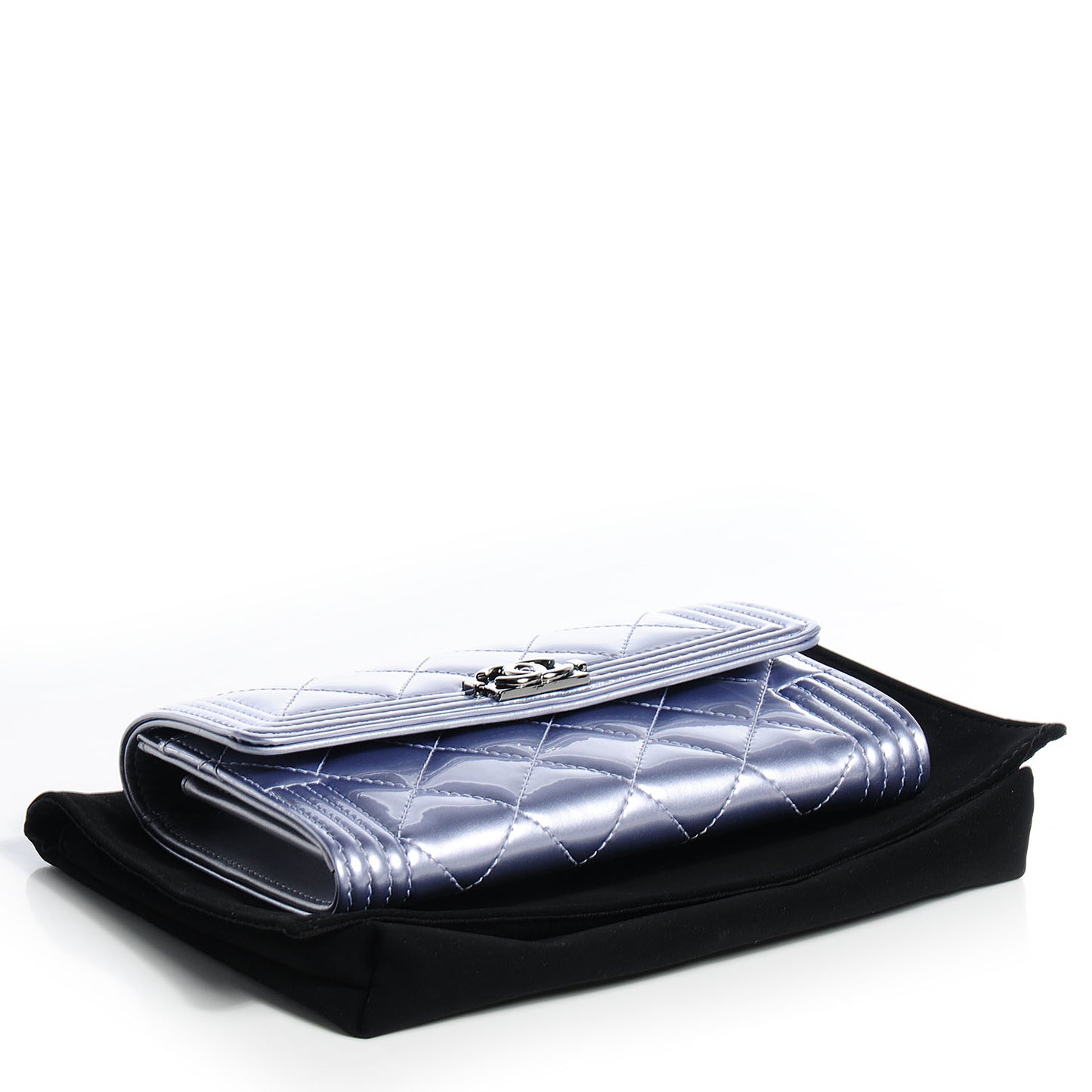 Patent Quilted Boy Card Holder Wallet Purple