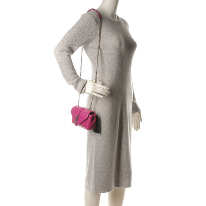 Saint Laurent Sheepskin Matelasse Chevron Classic Monogram Baby Chain Bag Electric Pink 2 of 7