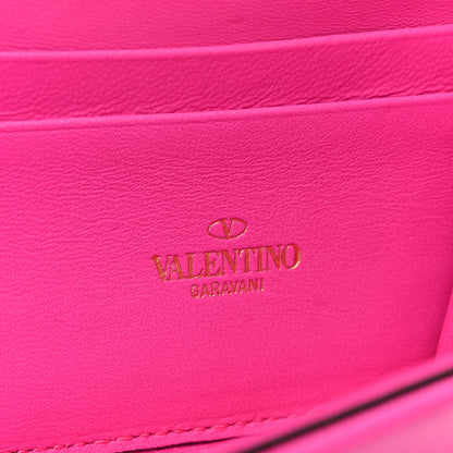 Valentino Garavani Nappa Monochrome Roman Stud Wallet On Chain Pink PP 6 of 9