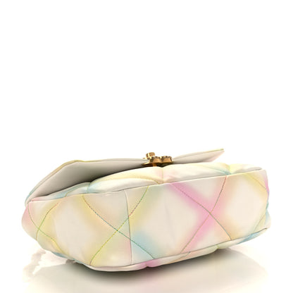 Chanel Printed Goatskin Quilted Medium Chanel 19 Flap White Multicolor 4 of 9