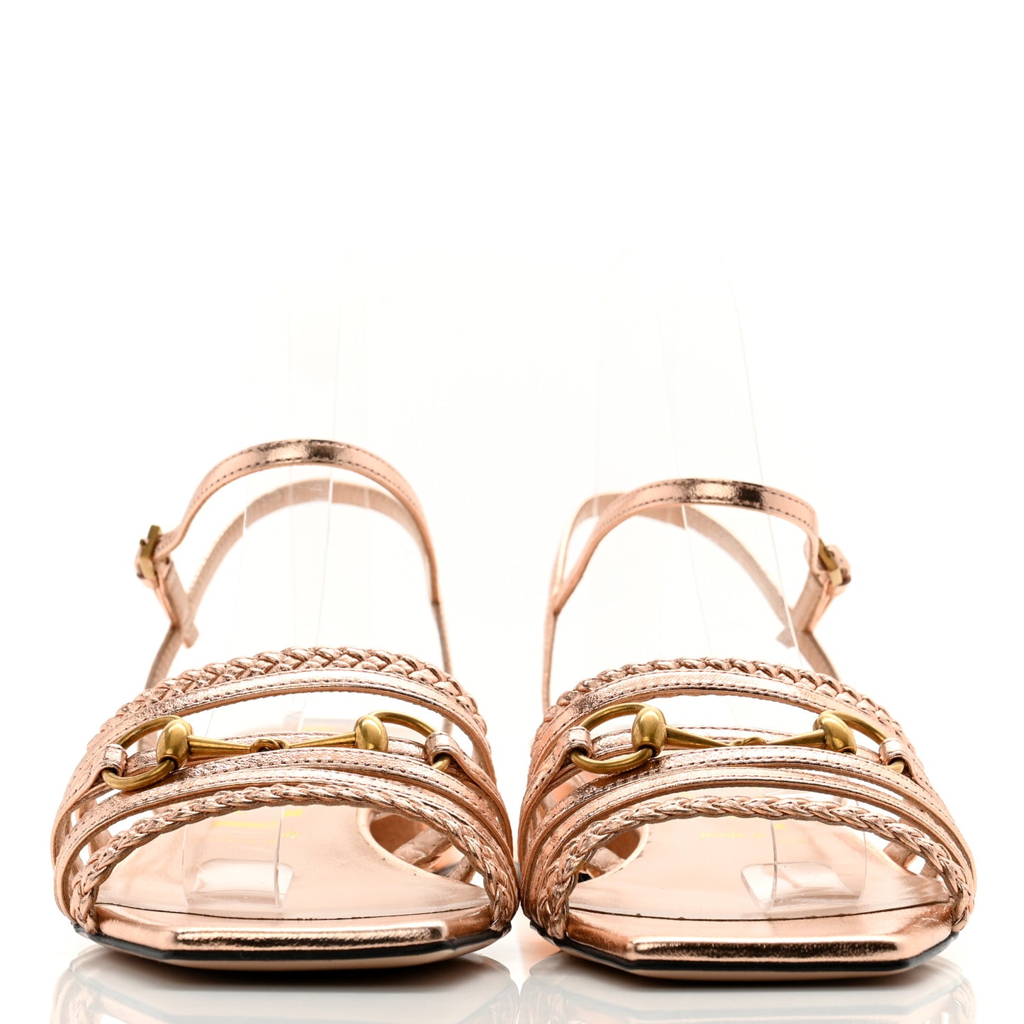 Metallic Nappa Braided Ketty Horsebit Sandals 38 Salmone