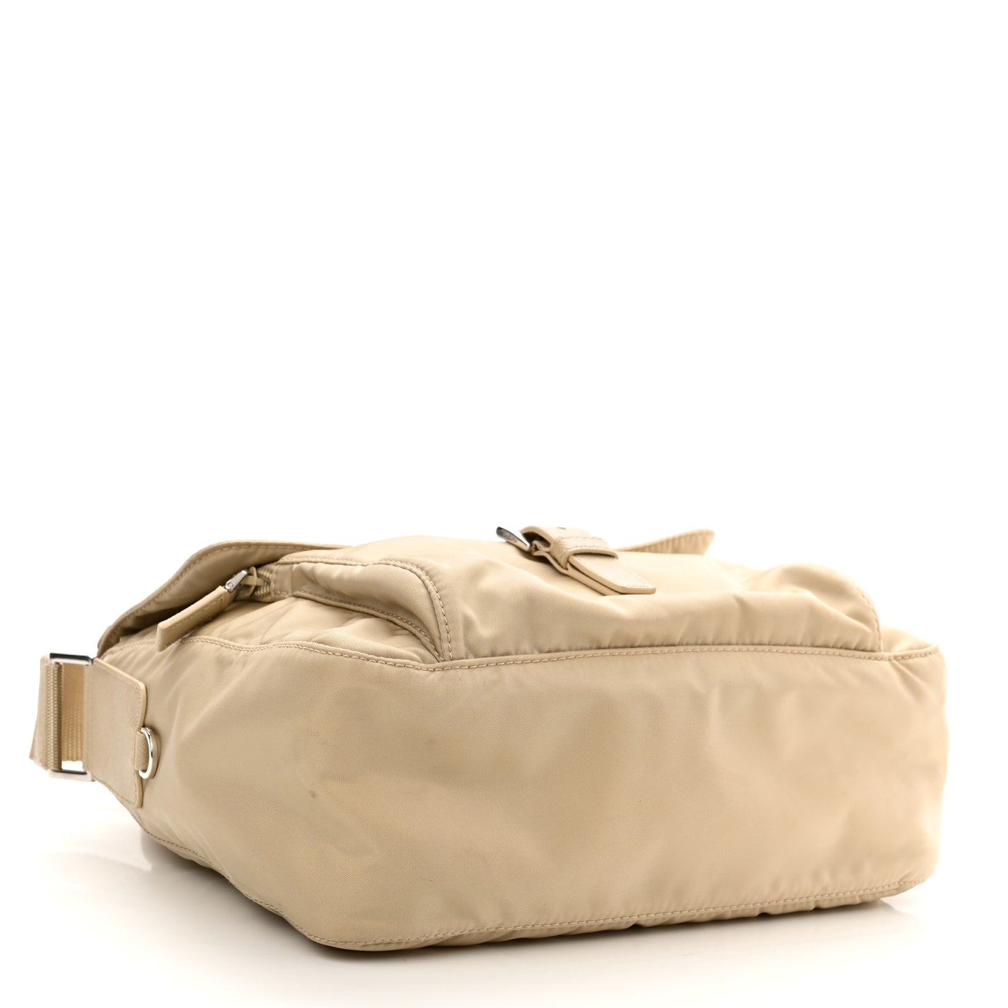 Re-Nylon Vela Saffiano Pocket Single Buckle Messenger Shoulder Bag Deserto