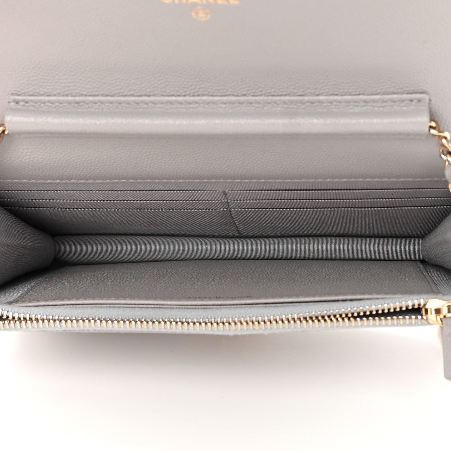 Caviar Quilted Golden Class Wallet On Chain WOC Gray