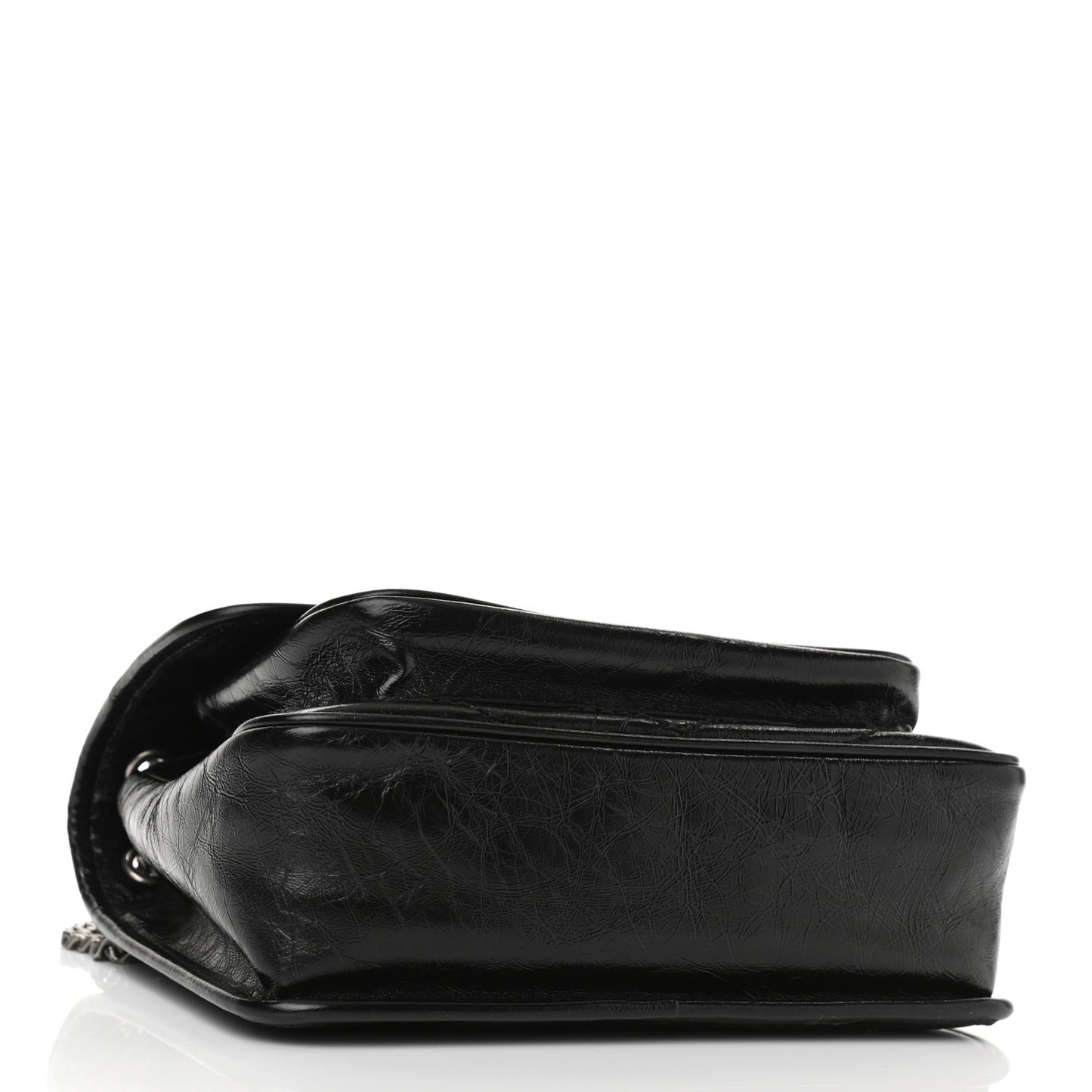 Crinkled Lambskin Matelasse Monogram Baby Niki Chain Satchel Black