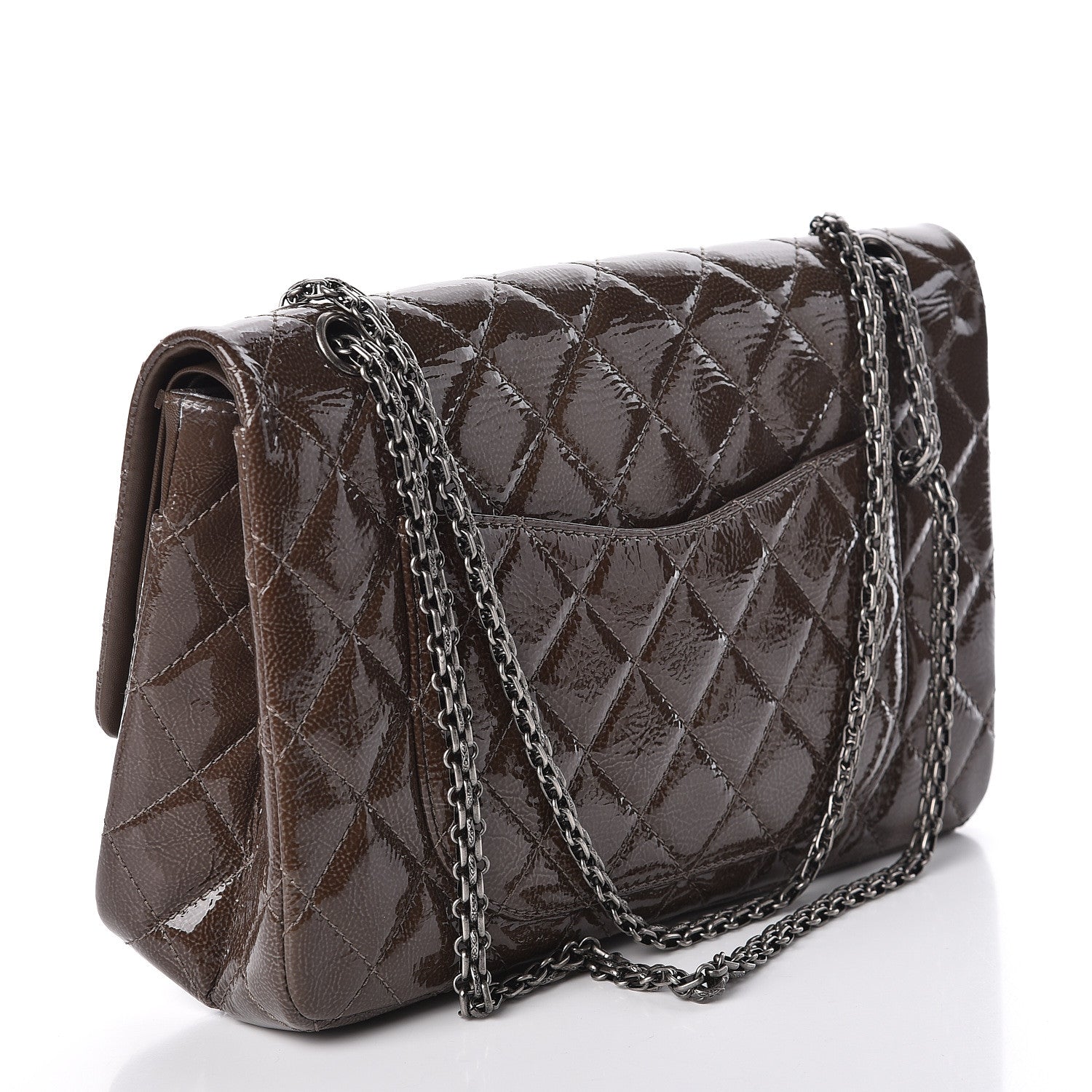Chanel Crinkled Patent Quilted 2.55 Reissue 227 Flap Brown 3 of 13