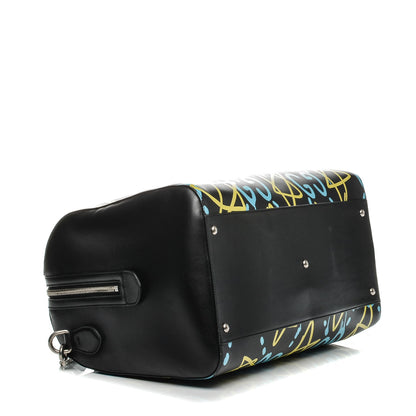 Gucci Calfskin GucciGhost Print Duffle Black New Acquamarine 4 of 11