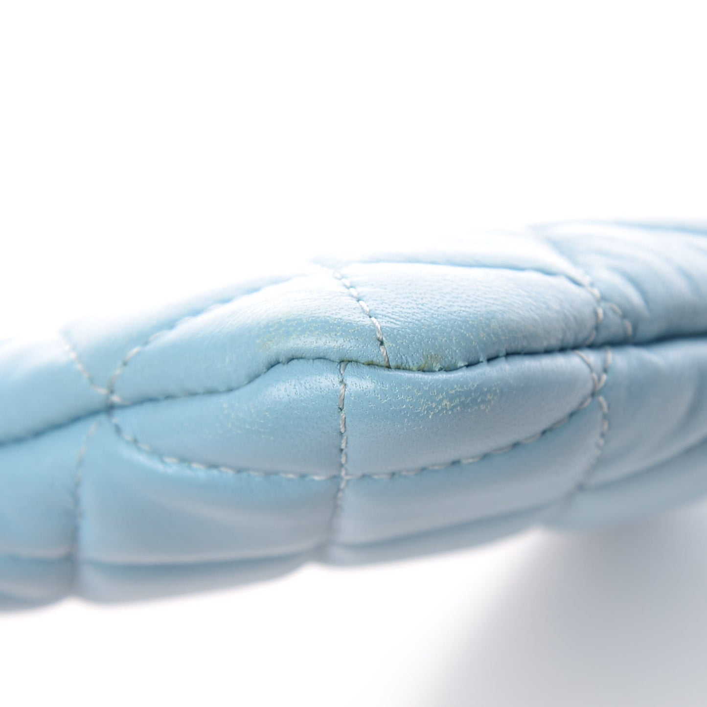 Lambskin Quilted Small Cosmetic Case Blue
