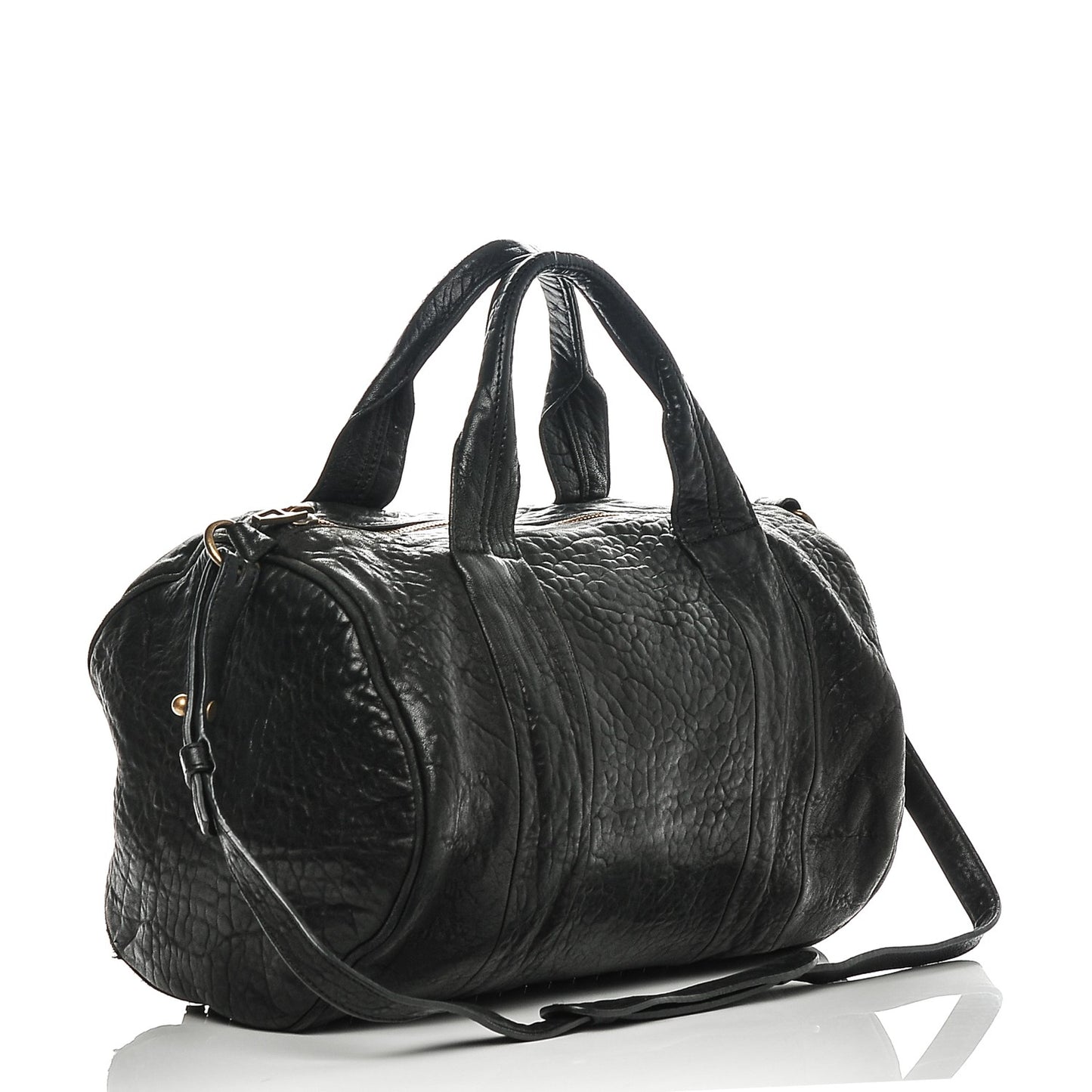 Pebbled Lambskin Rocco Black Antique Brass Hardware