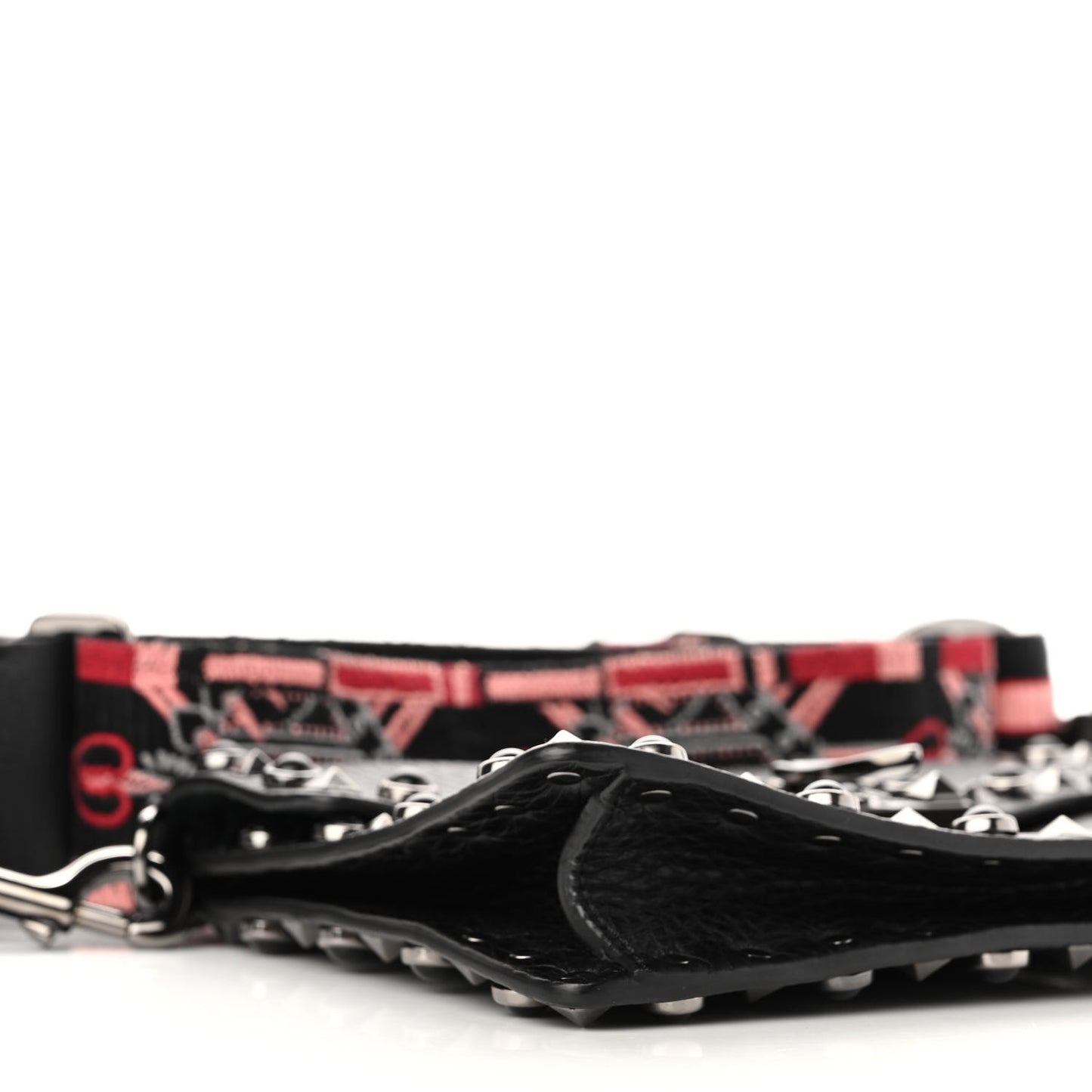 Calfskin Small Guitar Strap Rockstud Rolling Shoulder Flap Bag Black