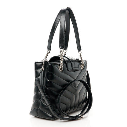 Saint Laurent Calfskin Y Quilted Monogram Small Loulou Shopper Black 2 of 10