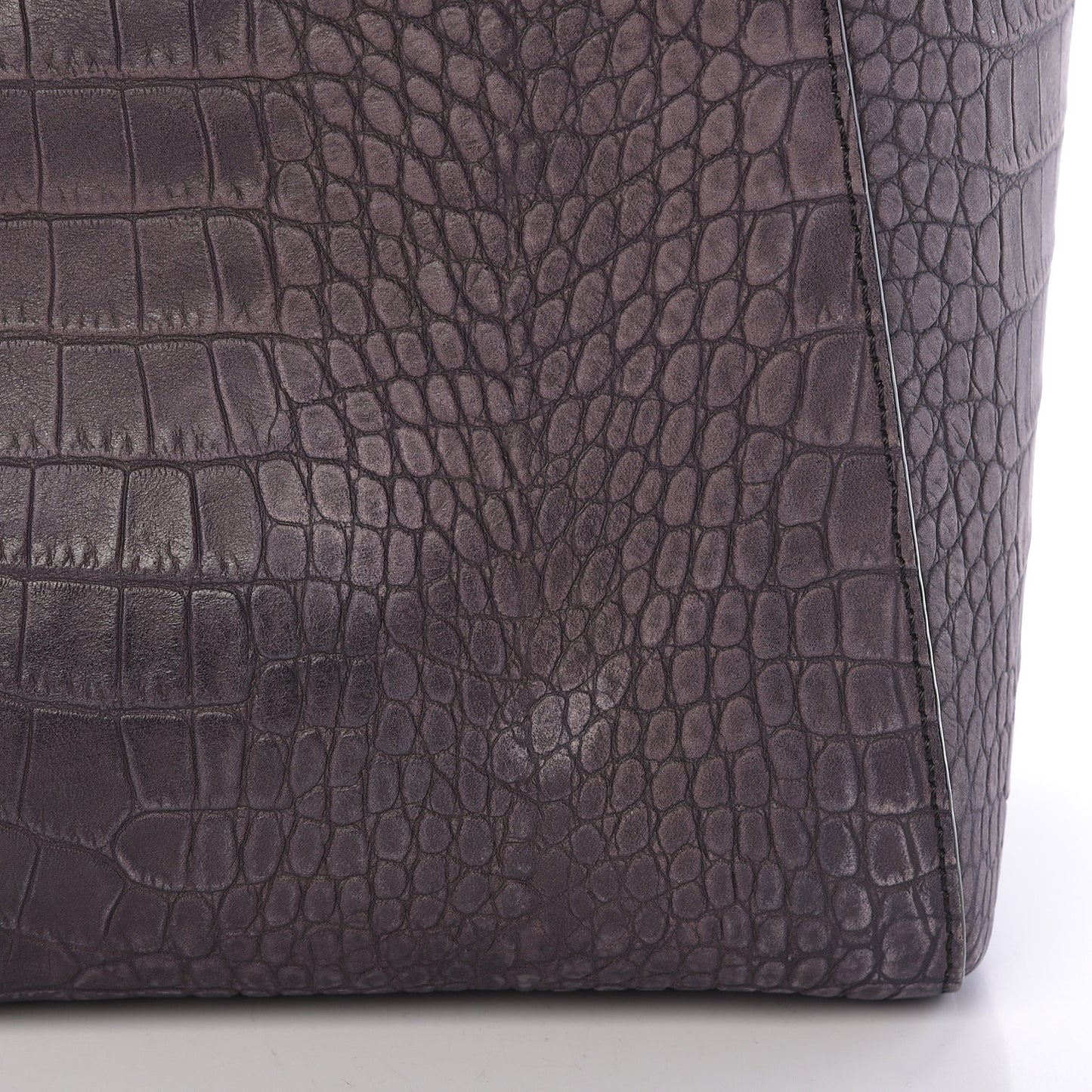 Nubuck Crocodile Embossed Medium Antigona Brown