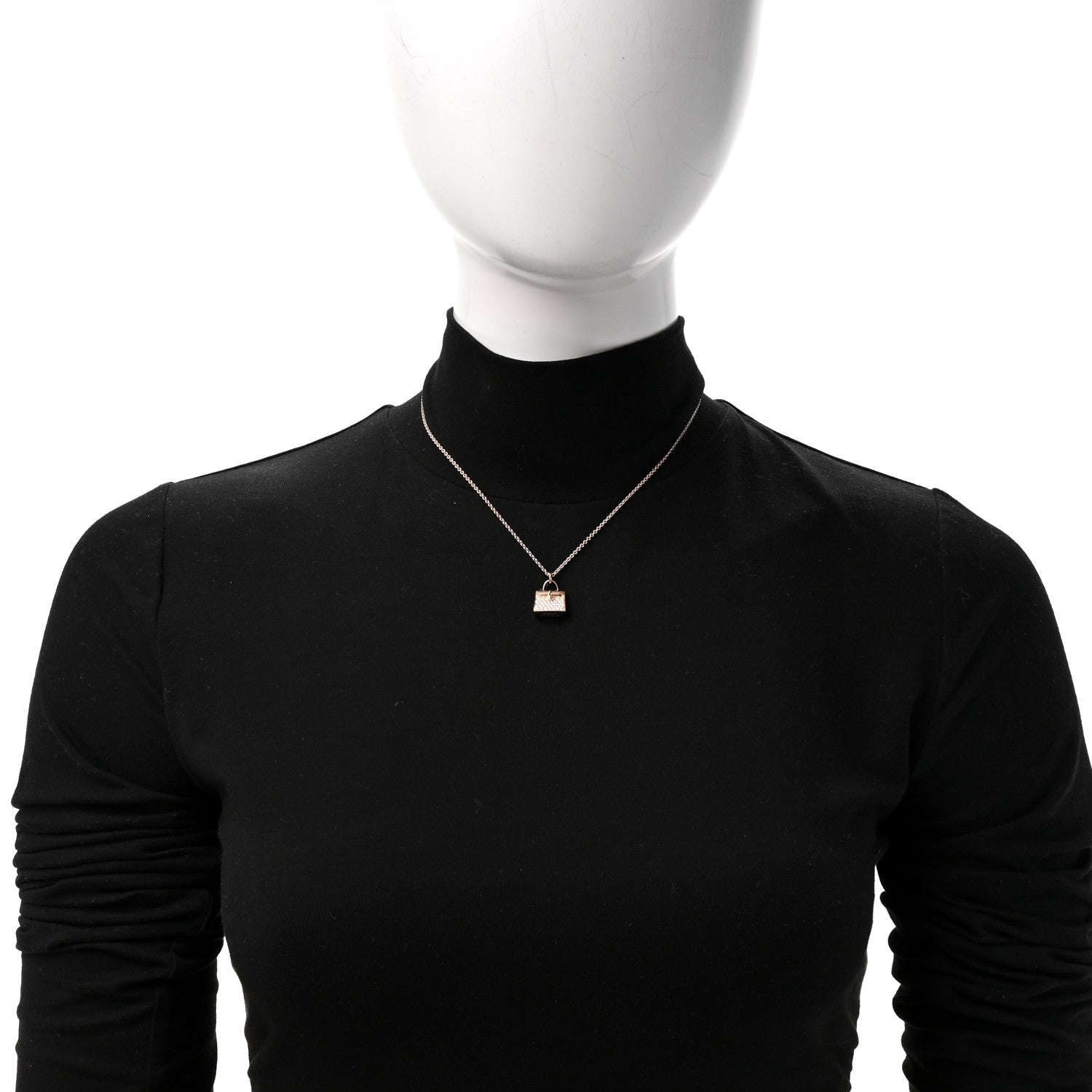 Hermes 18K Rose Gold Diamond Kelly Amulettes Pendant Necklace 2 of 6