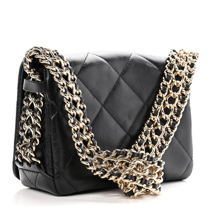 Chanel Lambskin Quilted Mini Chain Rows Flap Black 3 of 12