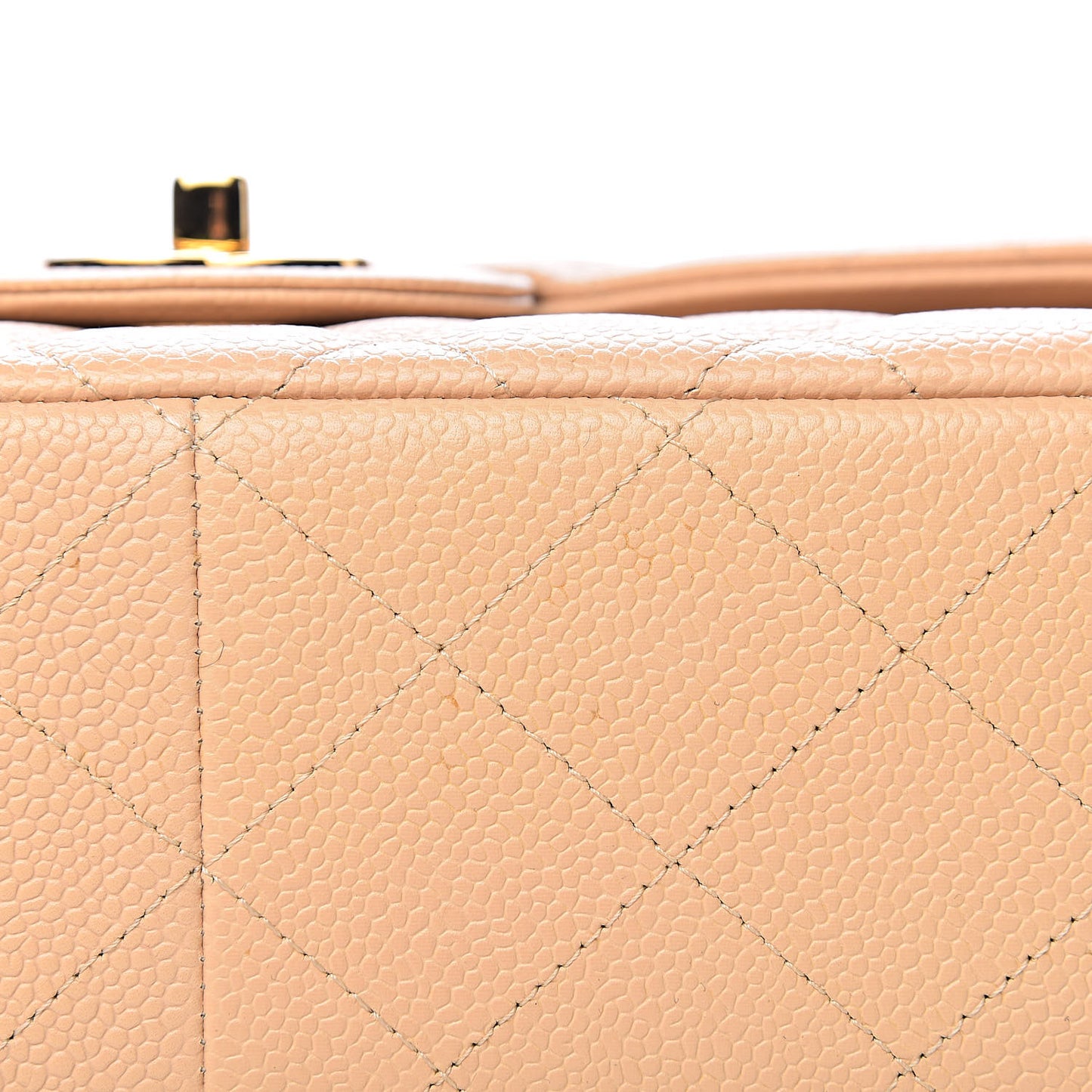 Caviar Quilted Jumbo Double Flap Beige Clair