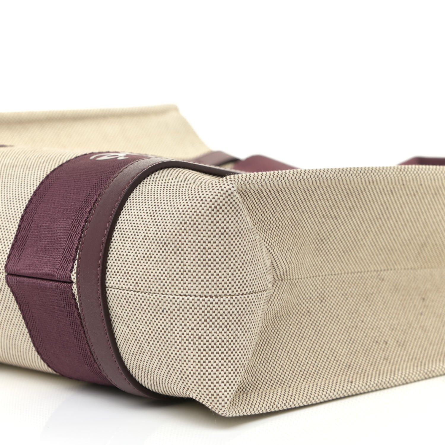 Chloe Cotton Calfskin Medium Woody Ribbon Tote Burgundy 8 of 12