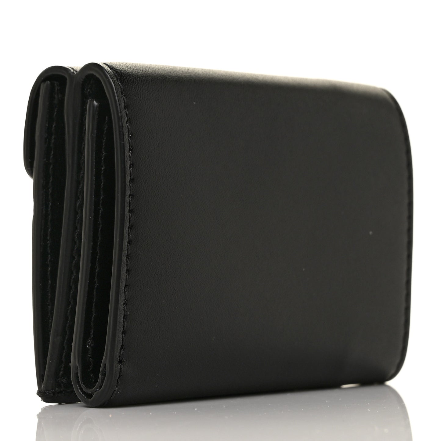 Vitello Liberty F is Fendi Bi-Color FF 1974 Embossed Micro Tri-Fold Envelope Wallet Maya Black