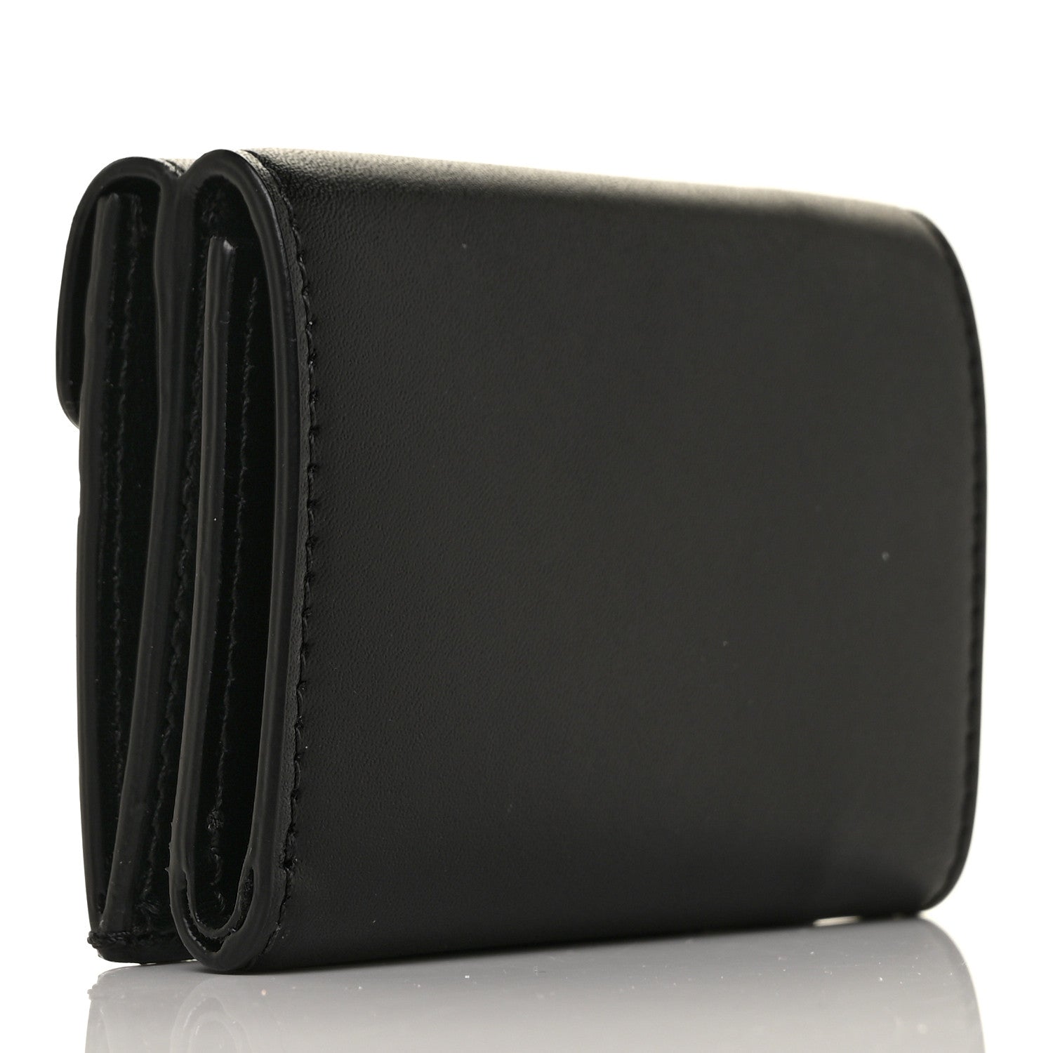 Fendi Vitello Liberty F is Fendi Bi-Color FF 1974 Embossed Micro Tri-Fold Envelope Wallet Maya Black 3 of 8