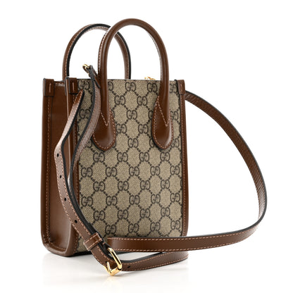 Gucci GG Supreme Monogram Azalea Calfskin Mini Retro Interlocking G Tote Bag Beige Ebony Brown Sugar 4 of 10