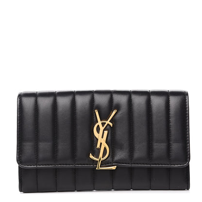 Saint Laurent Lambskin Matelasse Monogram Large Vicky Continental Wallet Black 1 of 9