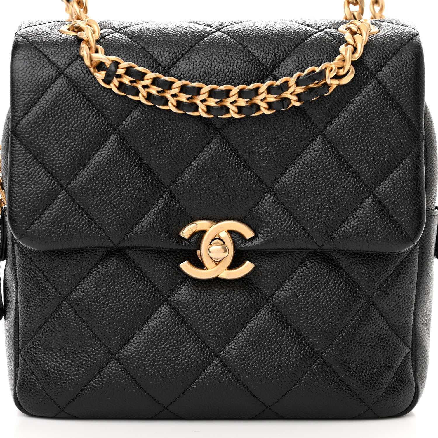 Chanel Shiny Caviar Quilted Chain Melody Backpack Black 8 of 11