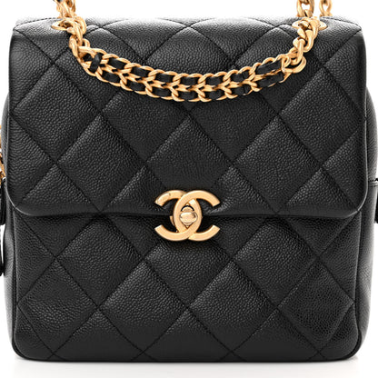 Chanel Shiny Caviar Quilted Chain Melody Backpack Black 8 of 11