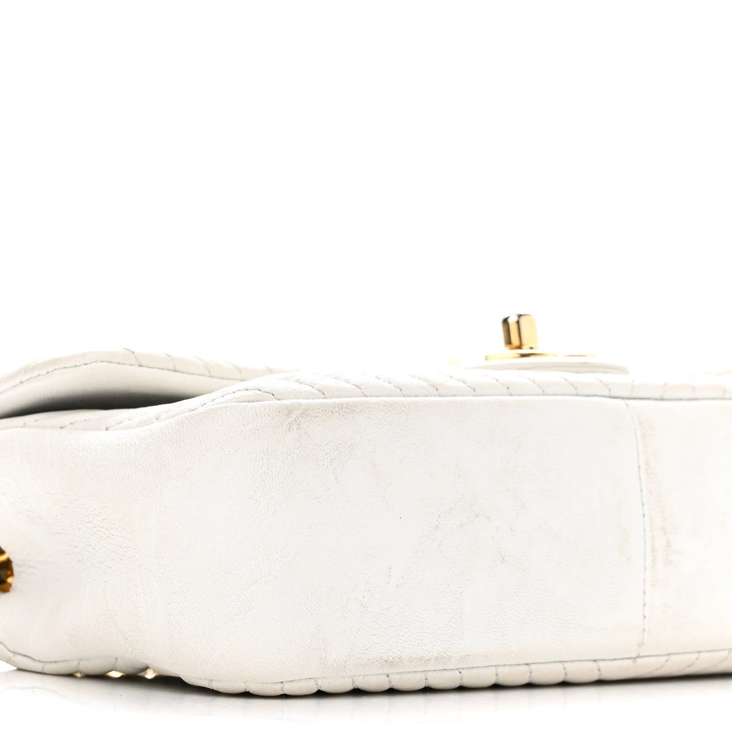 Calfskin Surpique Chevron Small Flap White