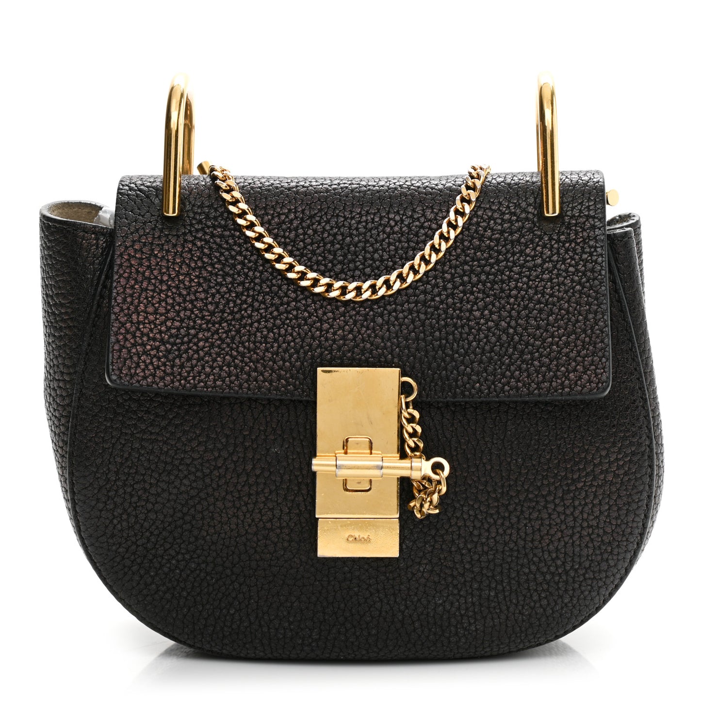 Grained Lambskin Mini Drew Shoulder Bag Black