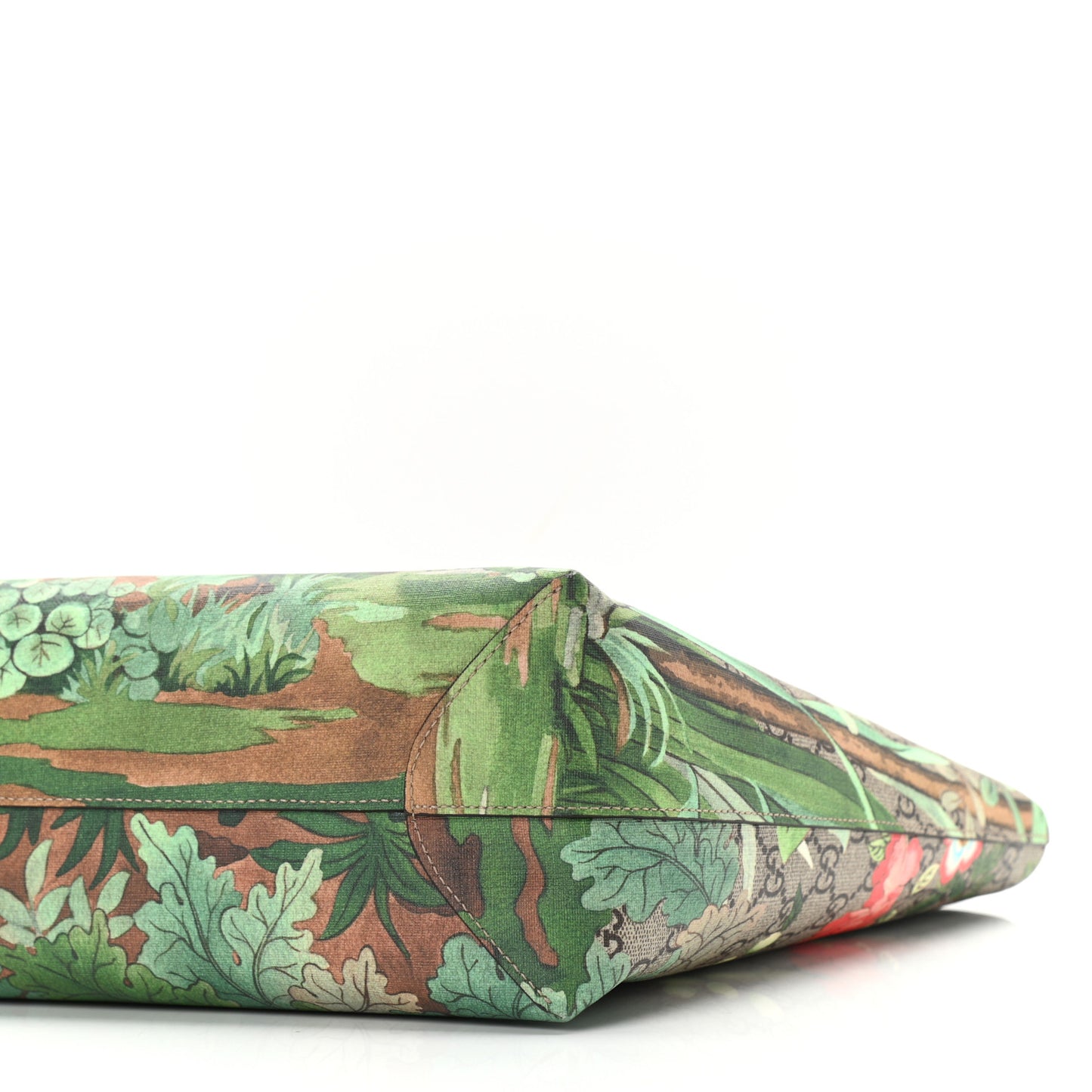 GG Supreme Monogram Tian Medium Shopping Tote Beige Multicolor Red
