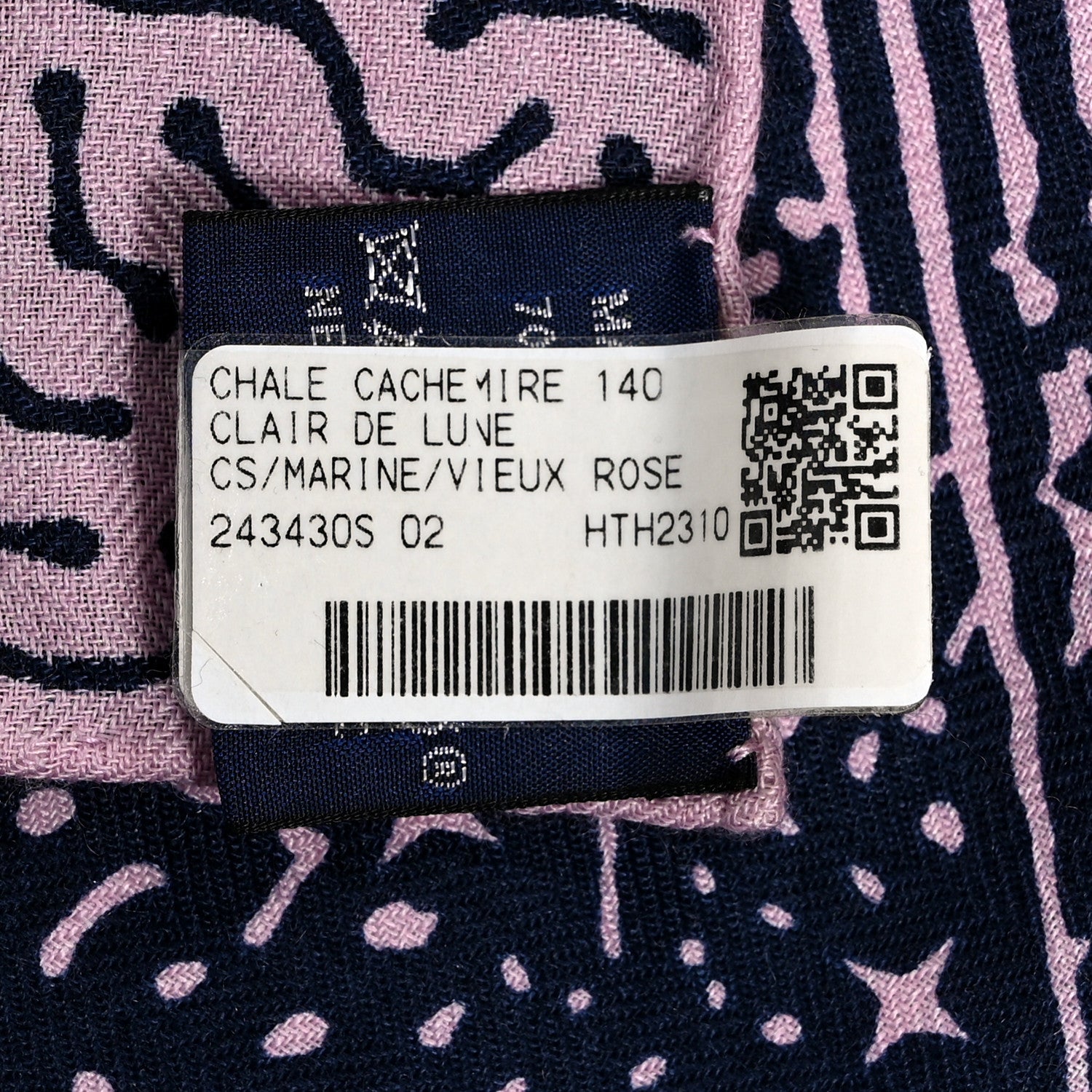Hermes Silk Cashmere Clair De Lune Shawl 140 Marine Vieux Rose 3 of 5
