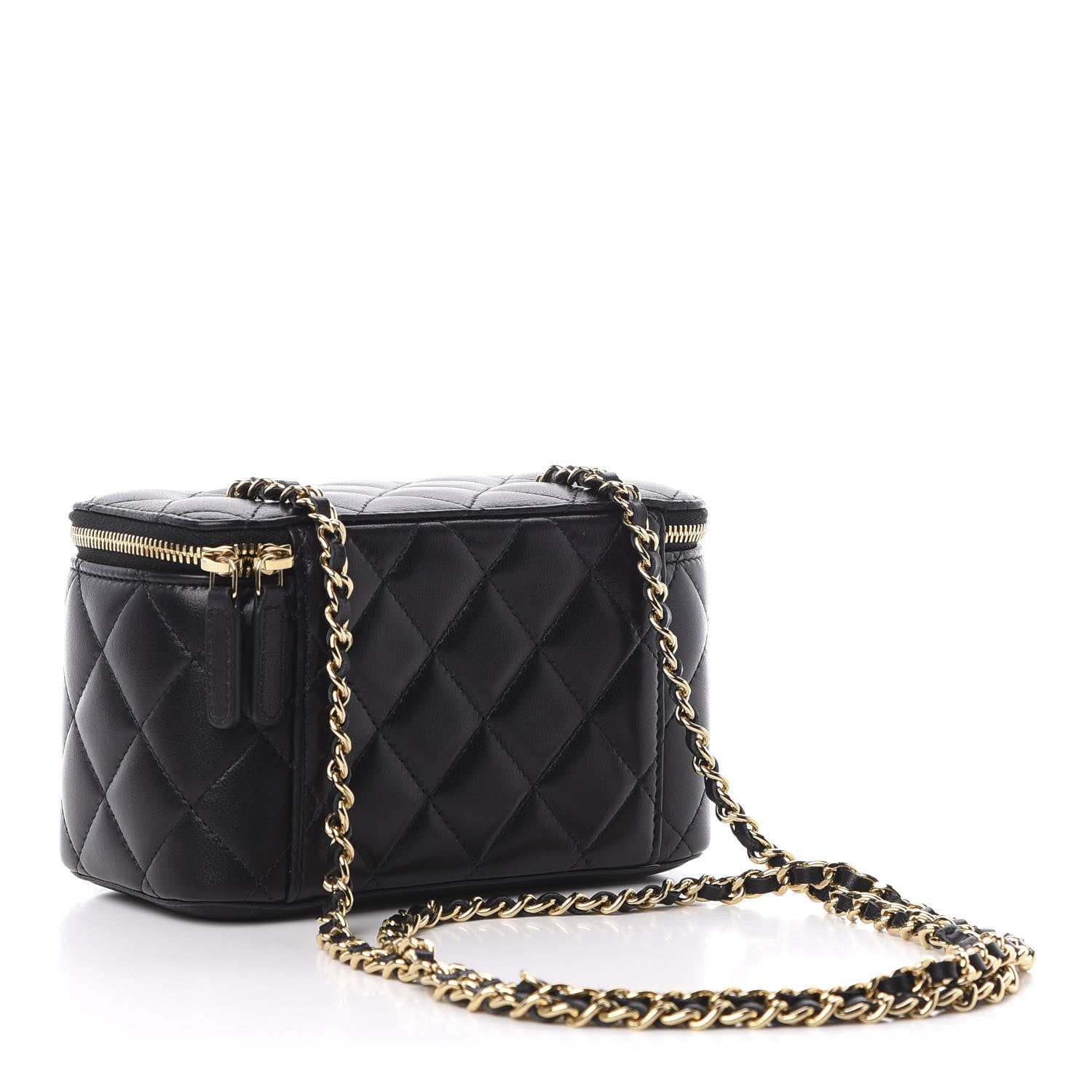 Chanel Lambskin Quilted Small Vanity Case With Chain Black 3 of 11