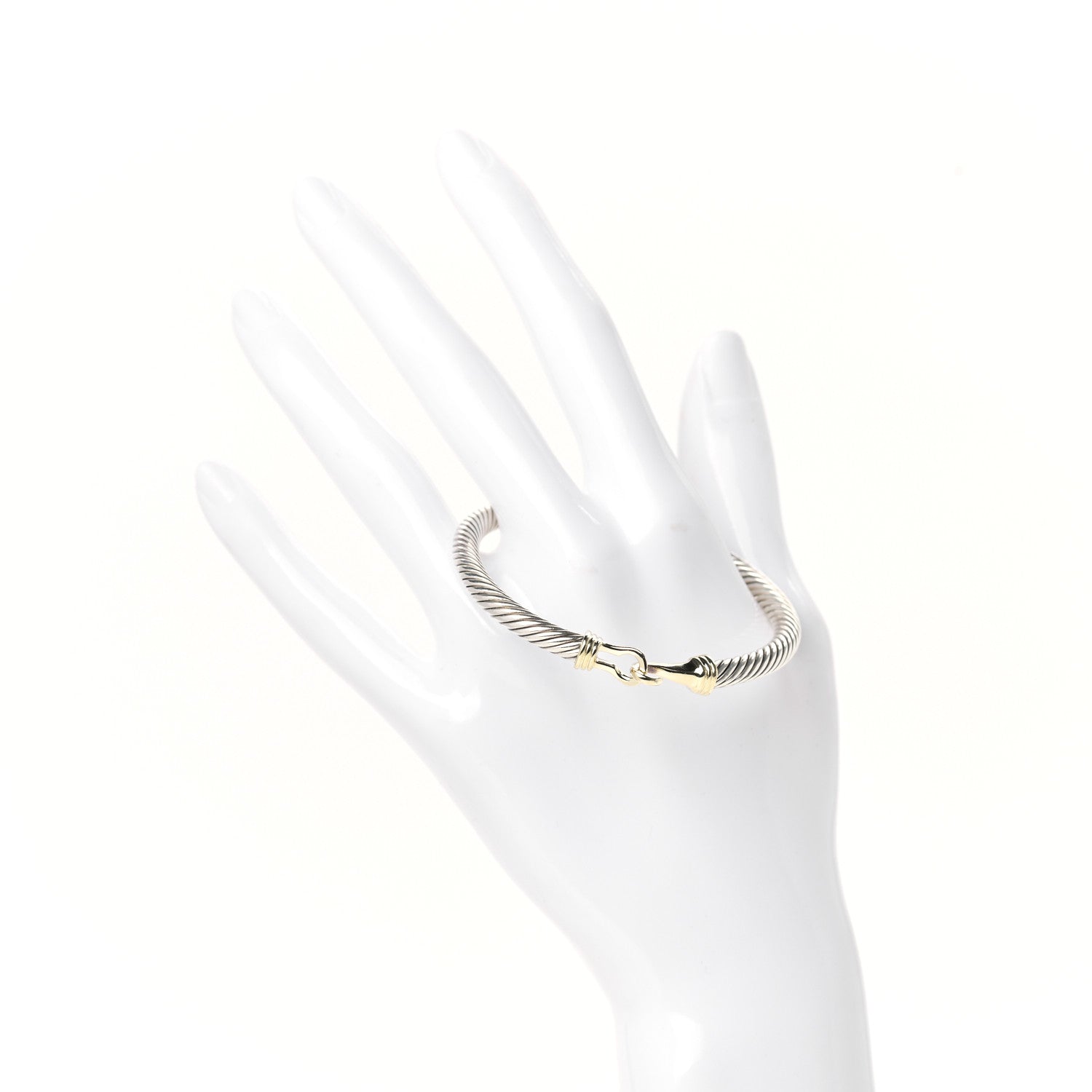 David Yurman Sterling Silver 14K Yellow Gold 5mm Cable Classic Buckle Bracelet 2 of 4