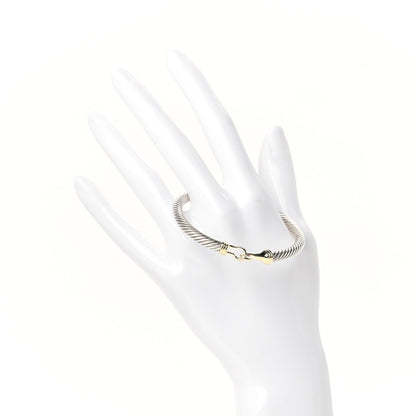 David Yurman Sterling Silver 14K Yellow Gold 5mm Cable Classic Buckle Bracelet 2 of 4