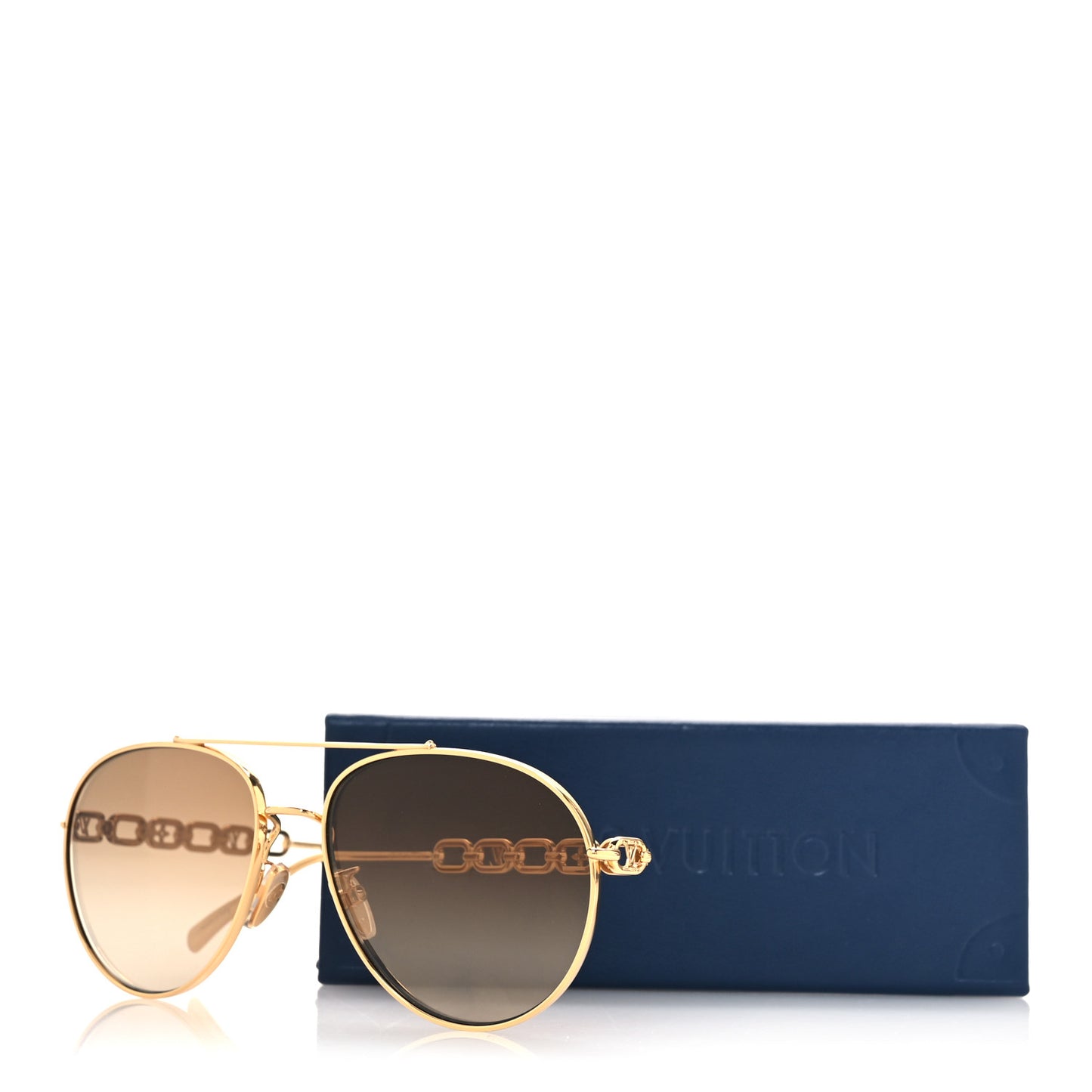 Metal My LV Chain Pilot Sunglasses Z1539E Gold