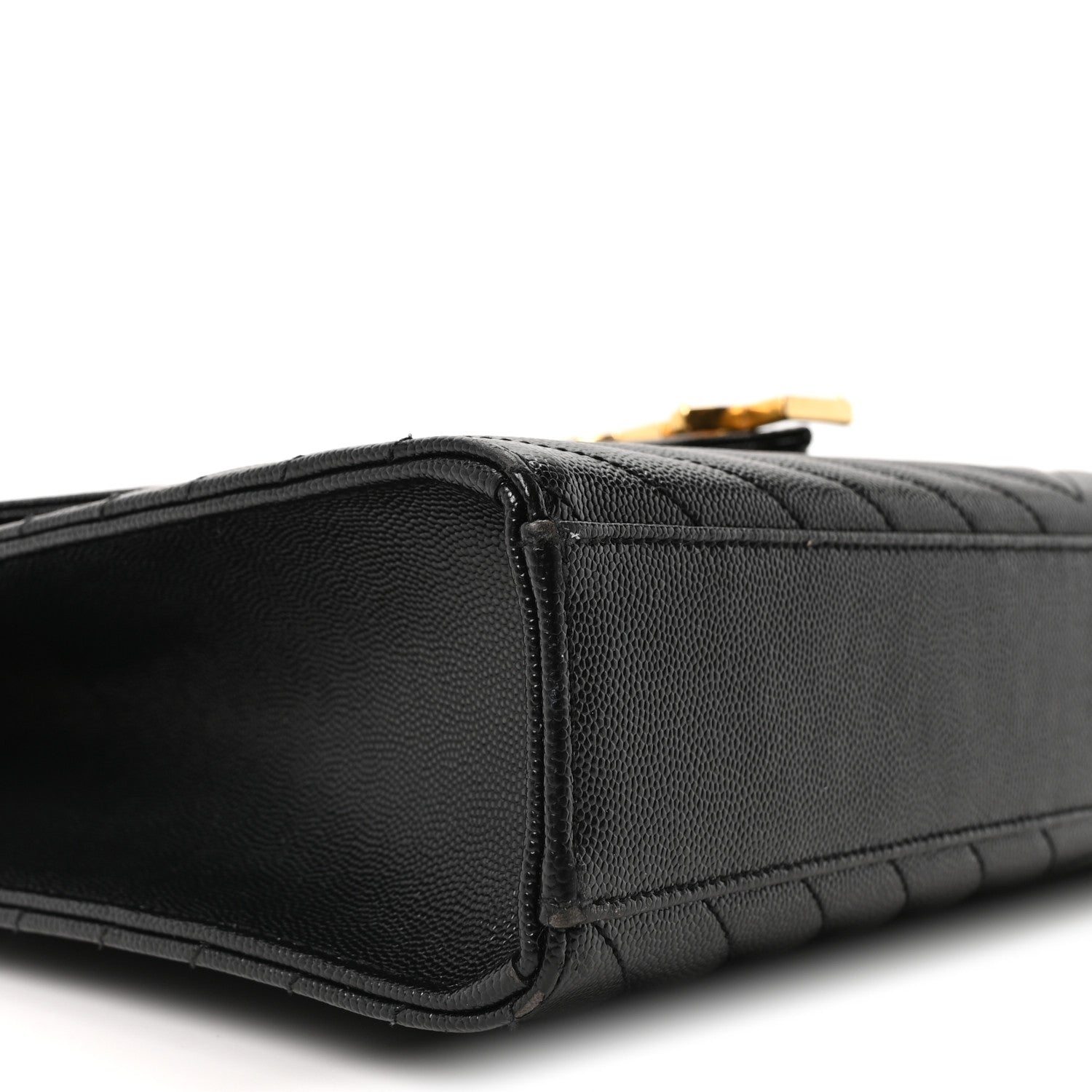 Saint Laurent Grain De Poudre Matelasse Chevron Large Monogram Satchel Black 9 of 10