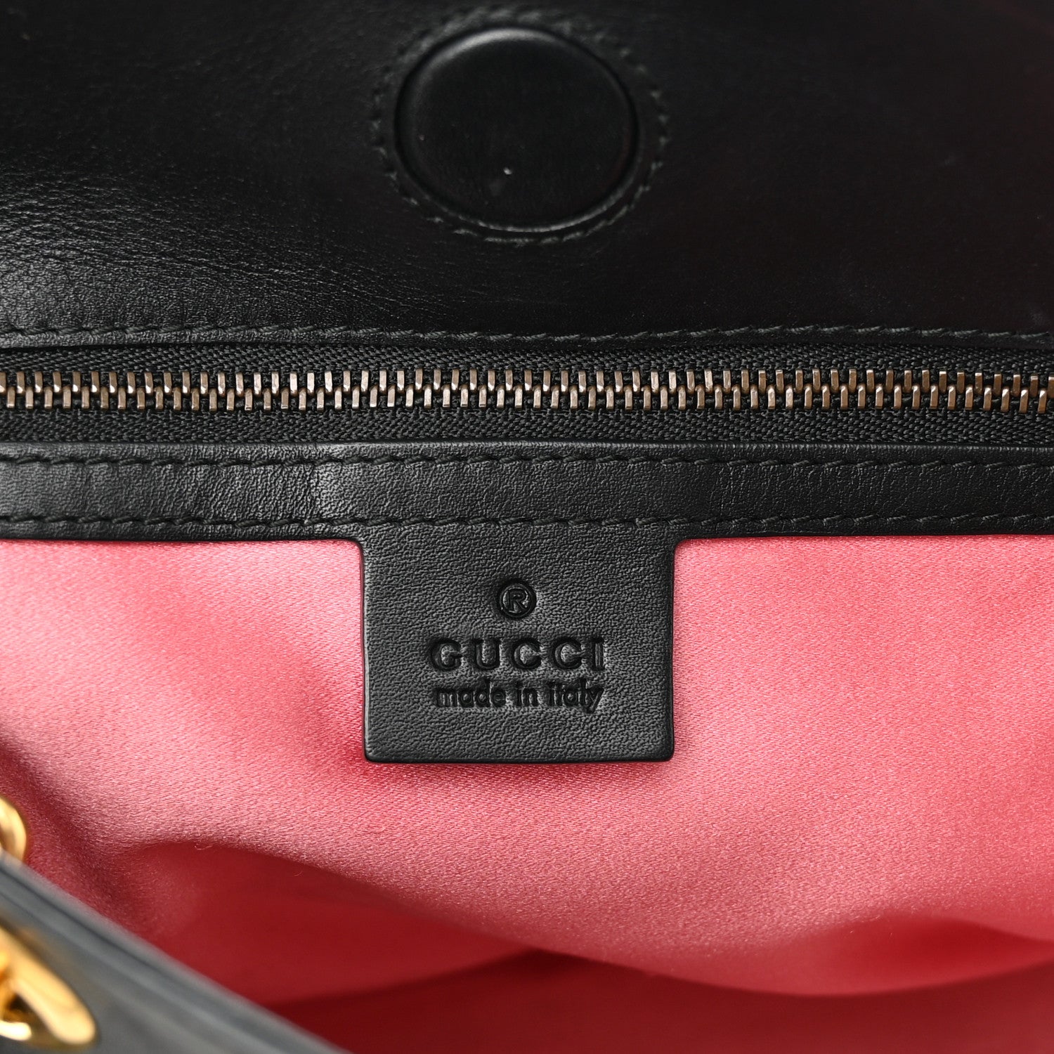 Gucci Calfskin Matelasse Medium GG Marmont Open Top Shoulder Bag Black White 6 of 12