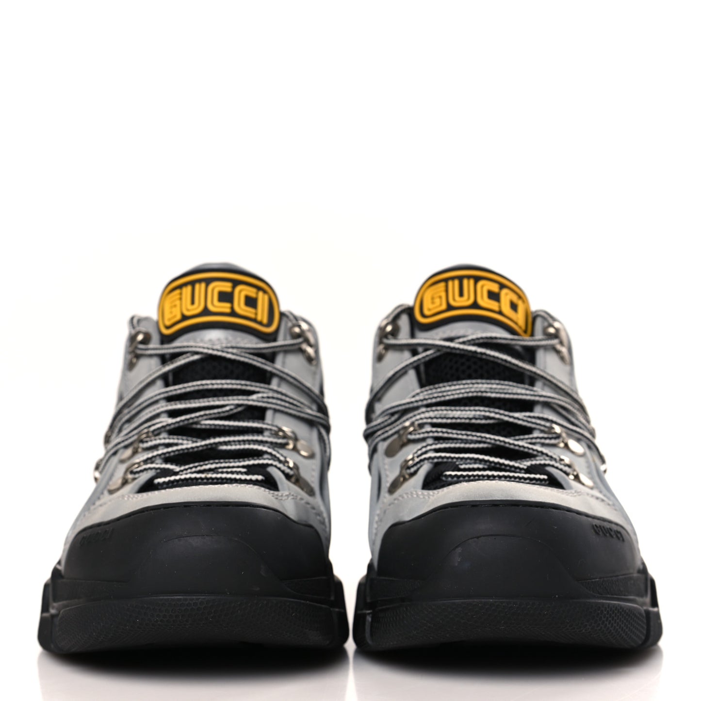 X SEGA Mesh Technical Canvas Calfskin Reflective Mens Flashtrek Sneakers 6.5 Silver Black