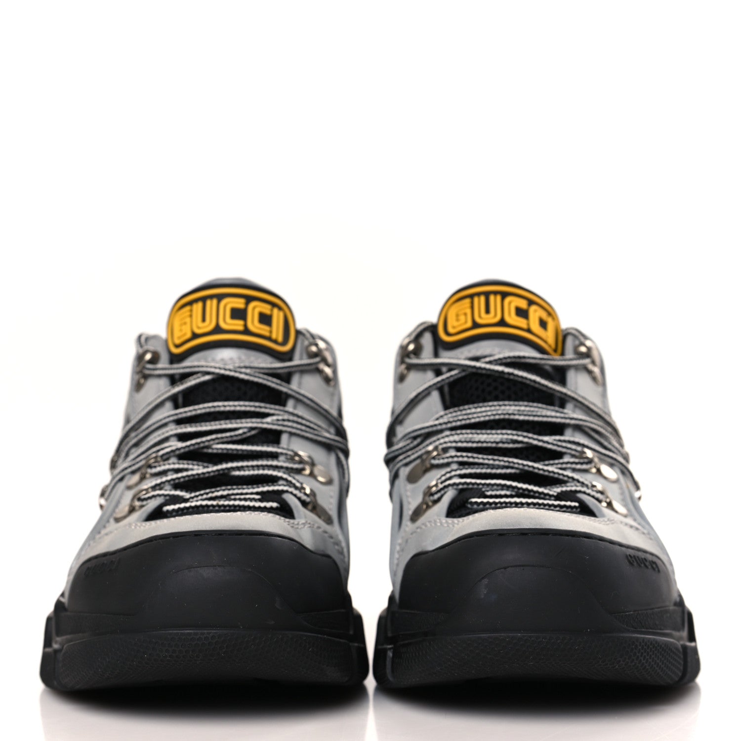 Gucci X SEGA Mesh Technical Canvas Calfskin Reflective Mens Flashtrek Sneakers 6.5 Silver Black 2 of 6