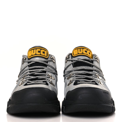 Gucci X SEGA Mesh Technical Canvas Calfskin Reflective Mens Flashtrek Sneakers 6.5 Silver Black 2 of 6