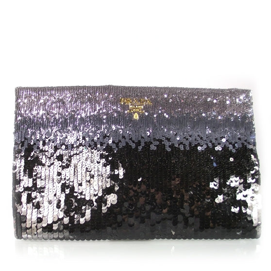 Ombre Sequin Clutch Black