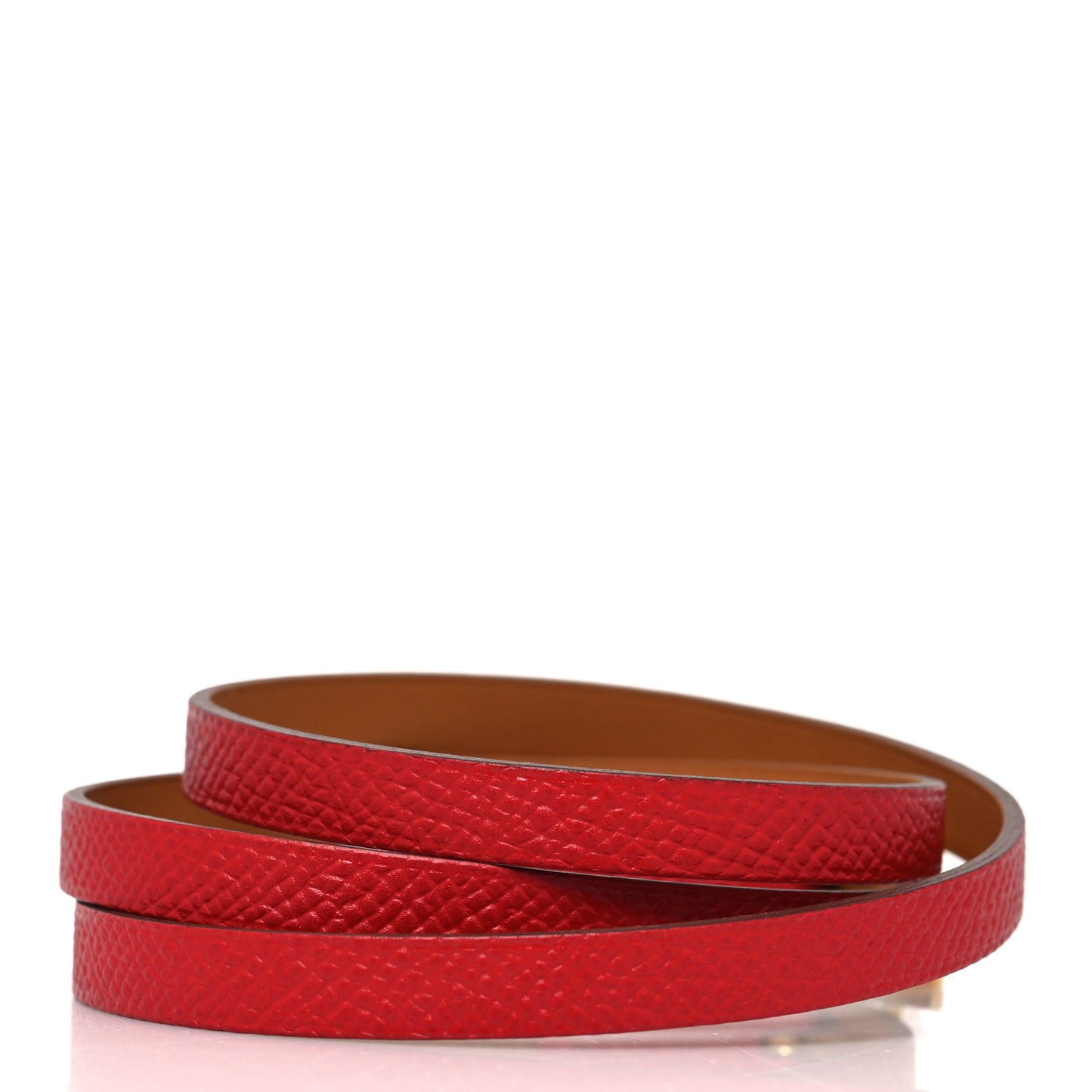 Epsom Hapi 3 MM Triple Tour Wrap Bracelet Rouge Cassaque
