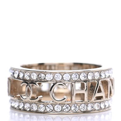 Chanel Metal Crystal Bow-tiful CC Logo Ring 52 Gold 2 of 3